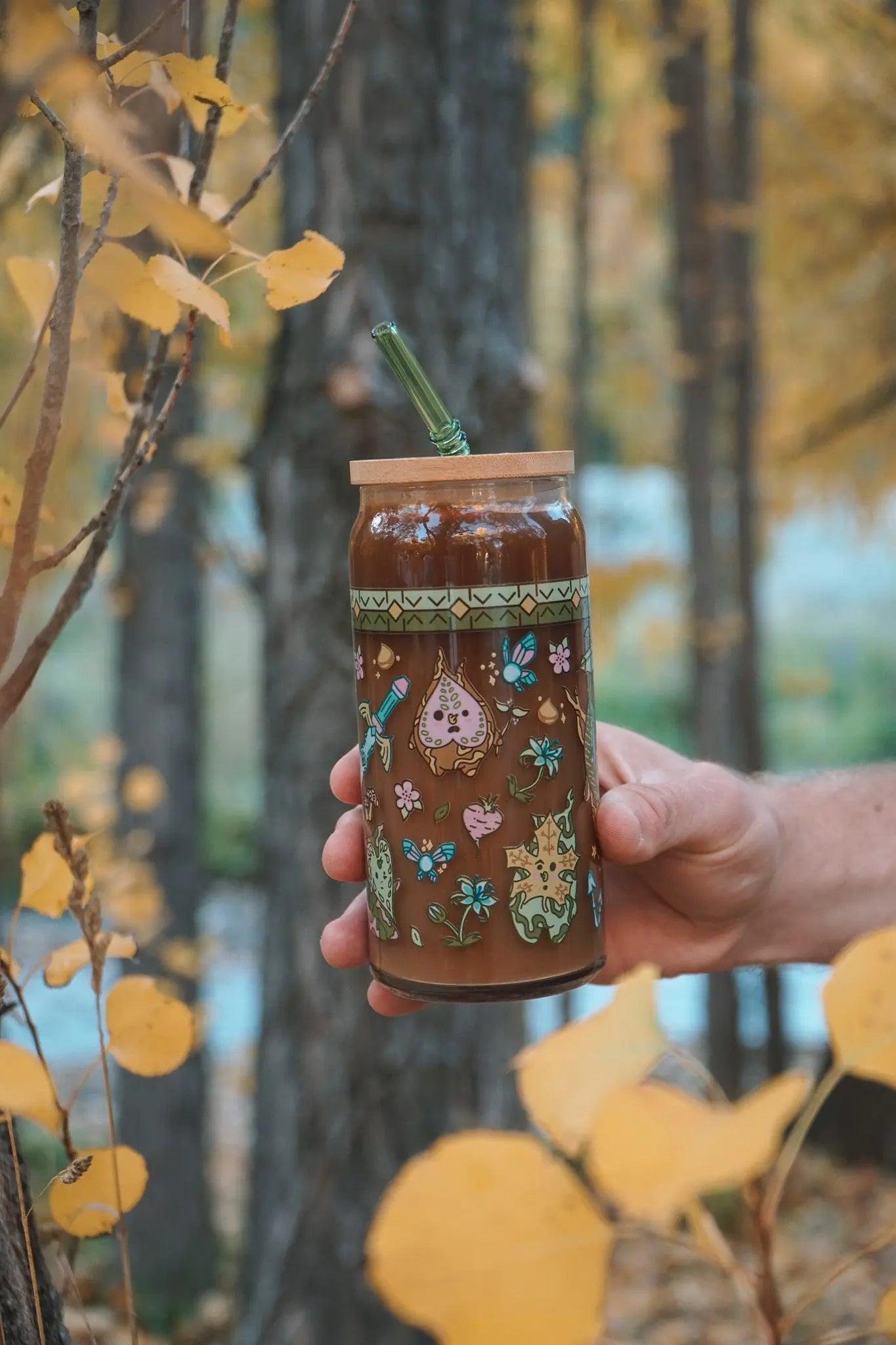 Fall Floral Glass Can Cup, Iced Coffee Cup, Smoothie Glass, Fall