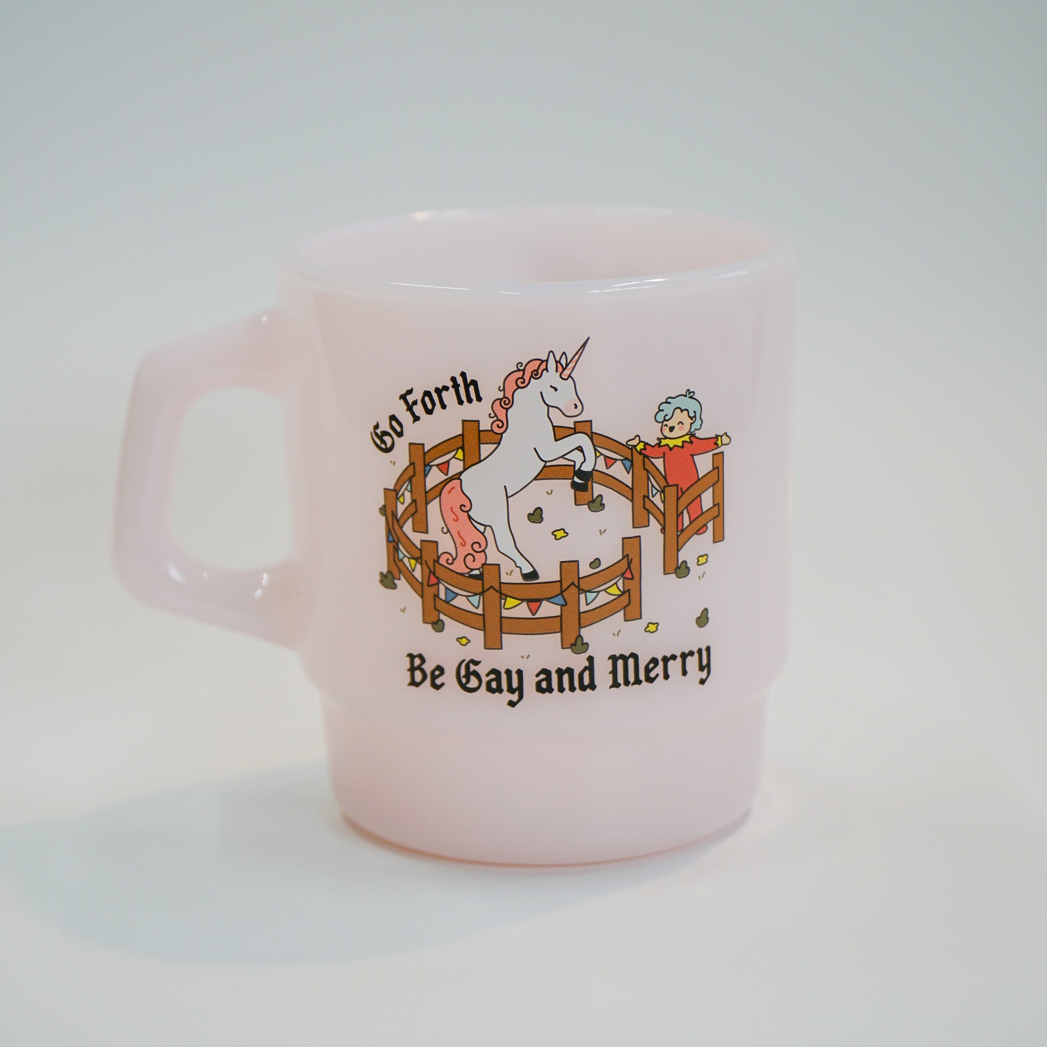 "Be Gay and Merry" Pink Medieval Mug