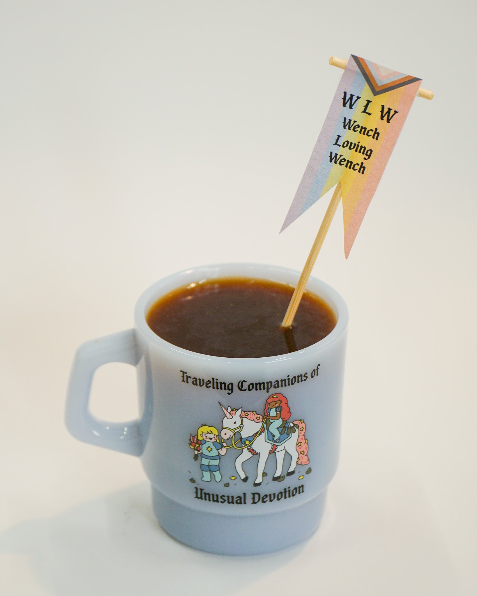 "Traveling Companions" Blue Medieval Mug