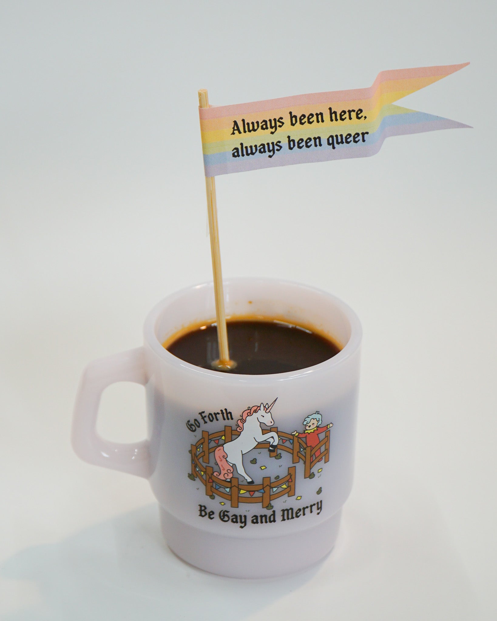 "Be Gay and Merry" Pink Medieval Mug
