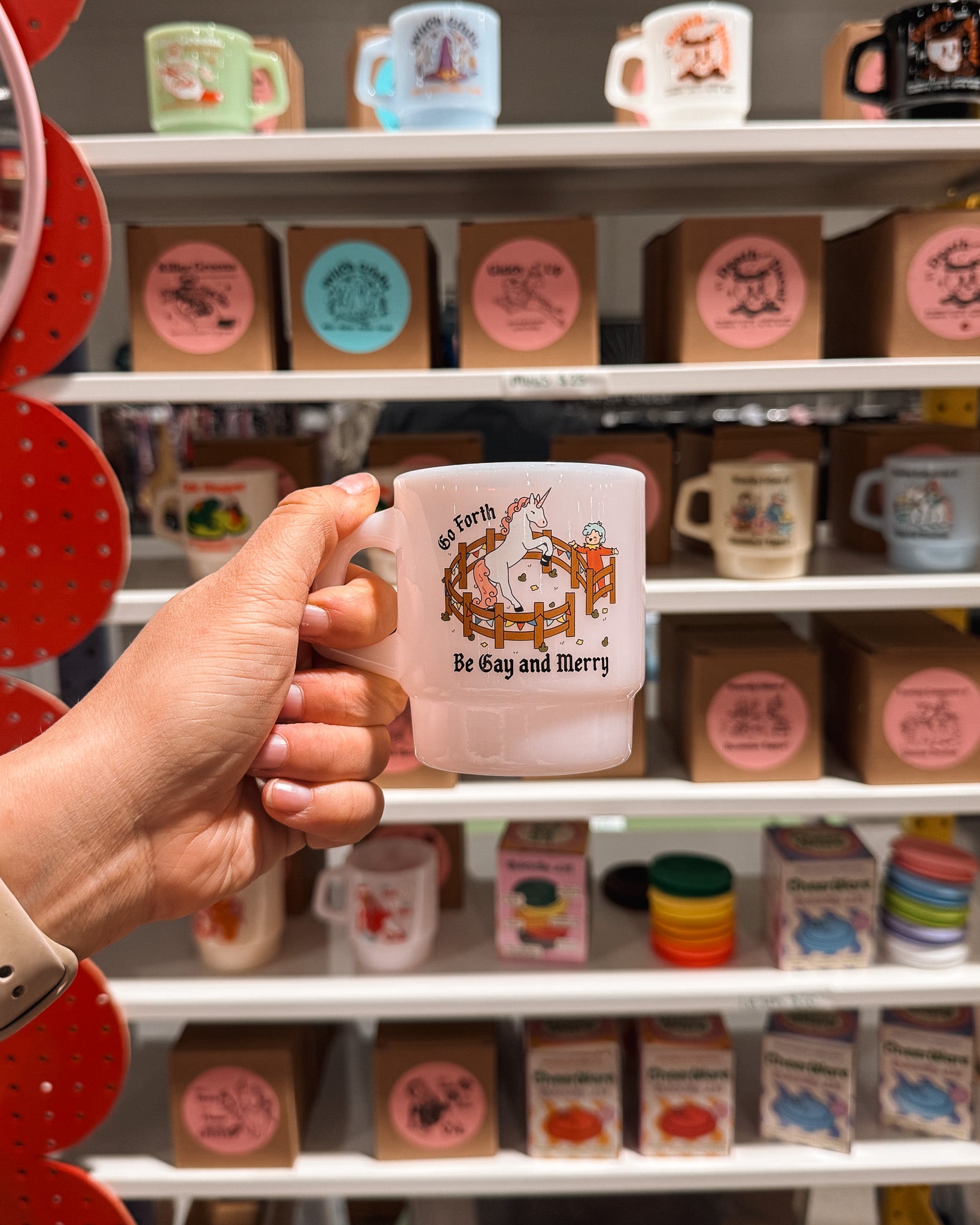 "Be Gay and Merry" Pink Medieval Mug