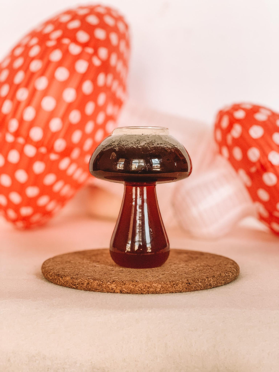 mushroom shaped cup with blurred background