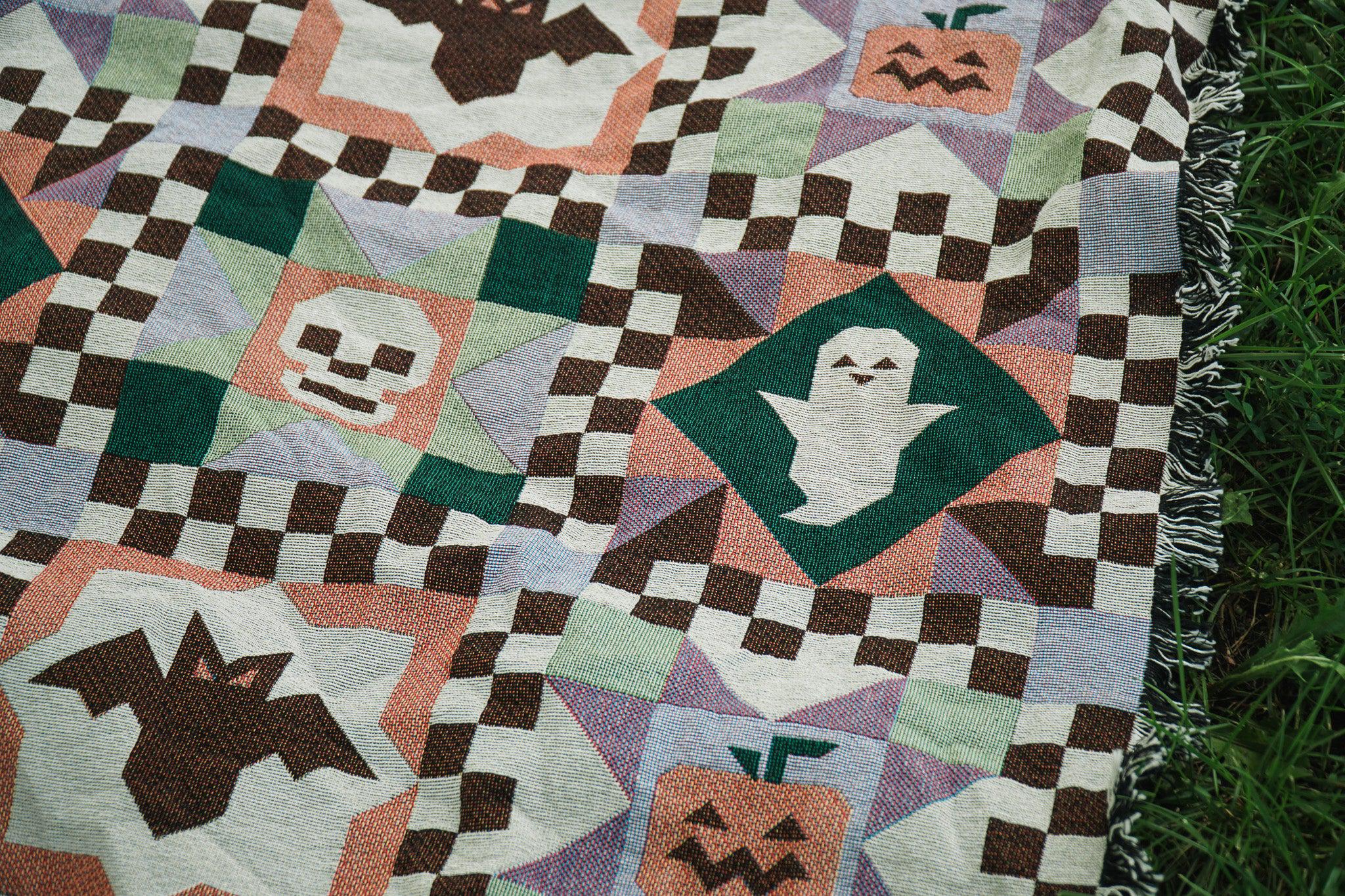 Spooky Quilt Tapestry Blanket