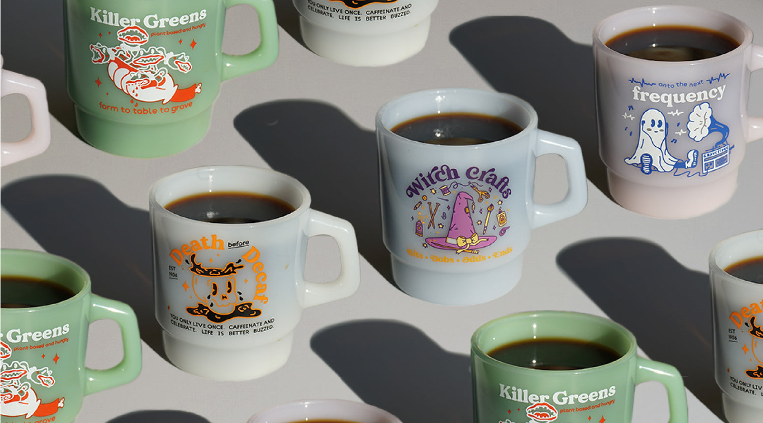 Vintage-Style Milk Glass Mugs