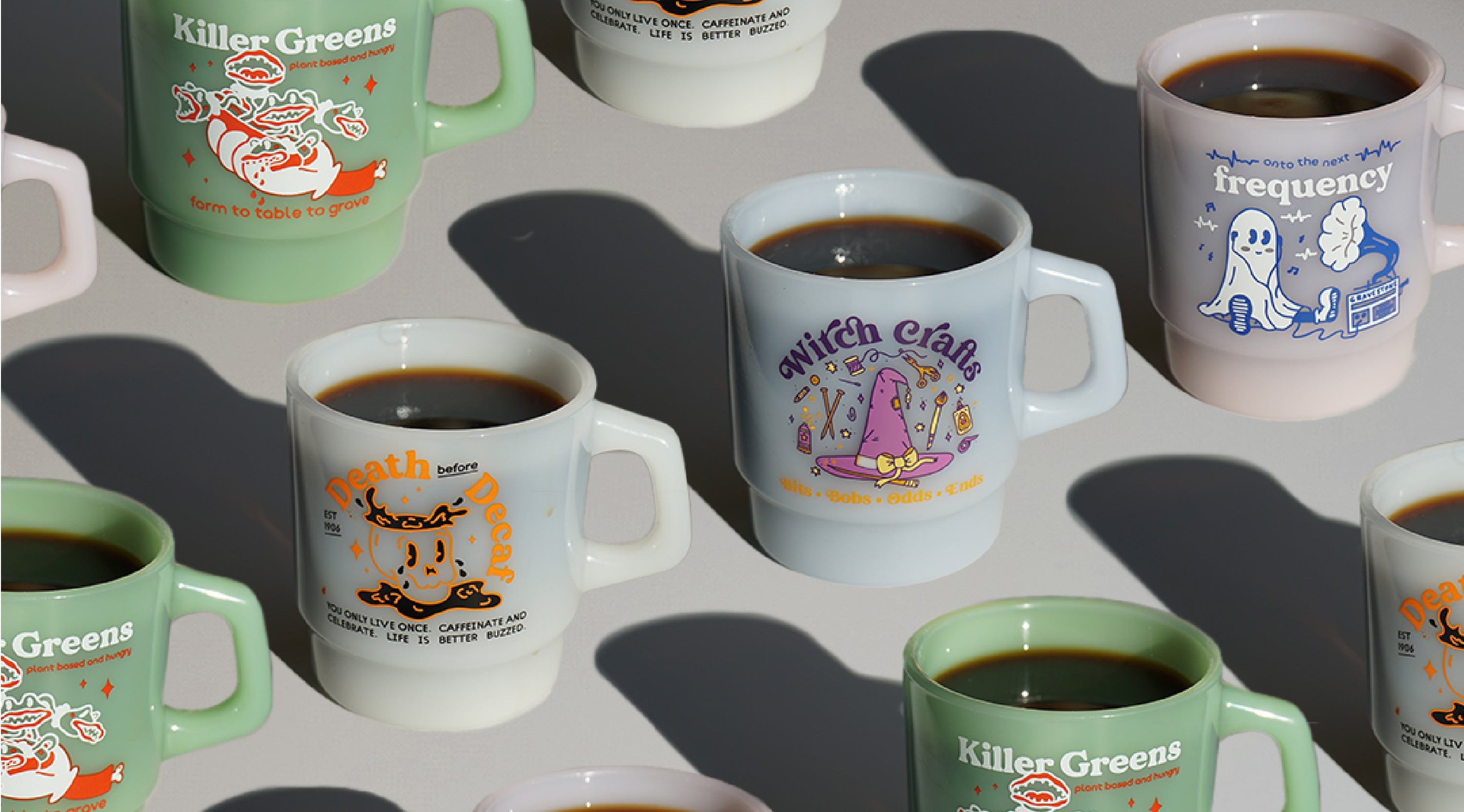 Vintage-Style Milk Glass Mugs