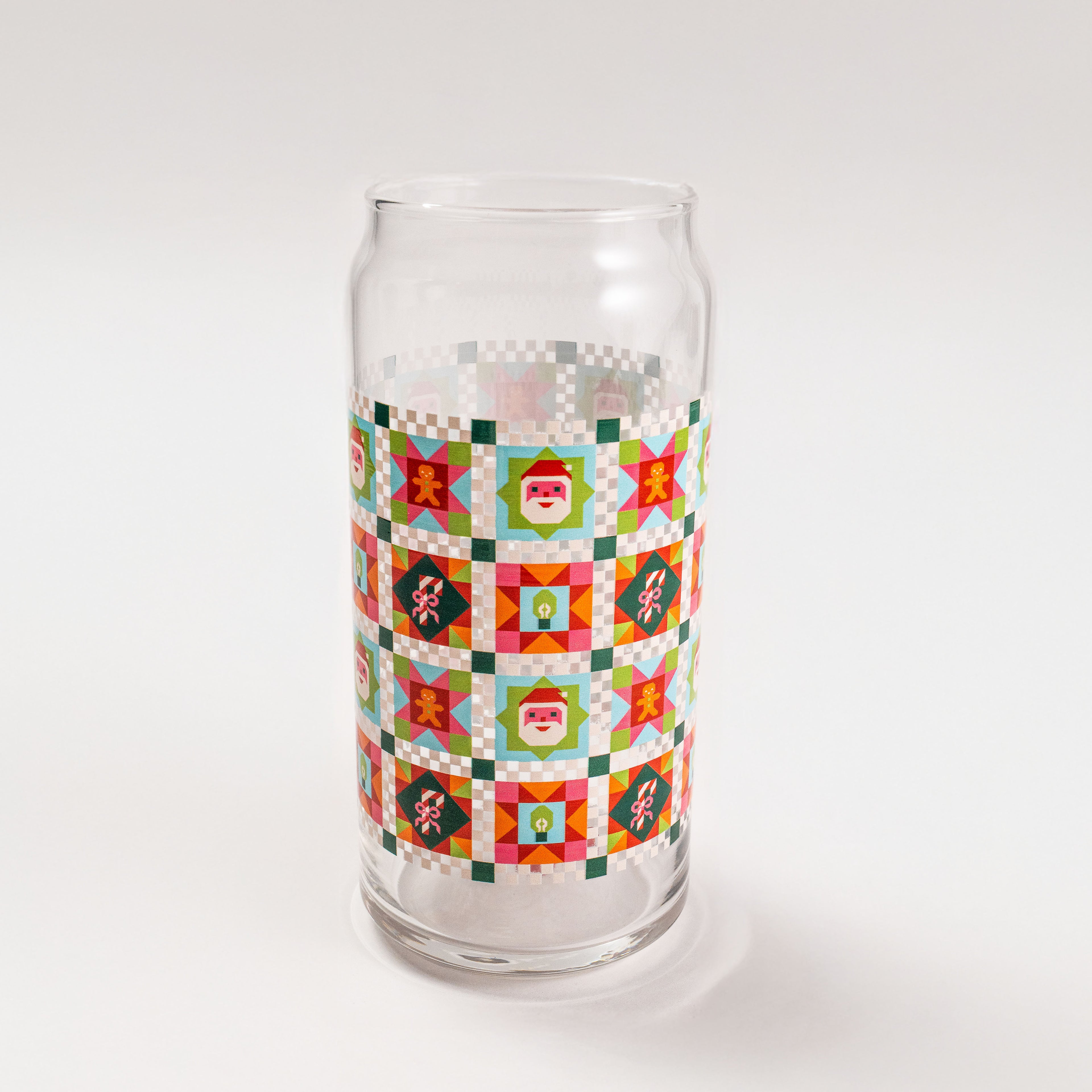 Jolly Quilt 20oz Can Glass