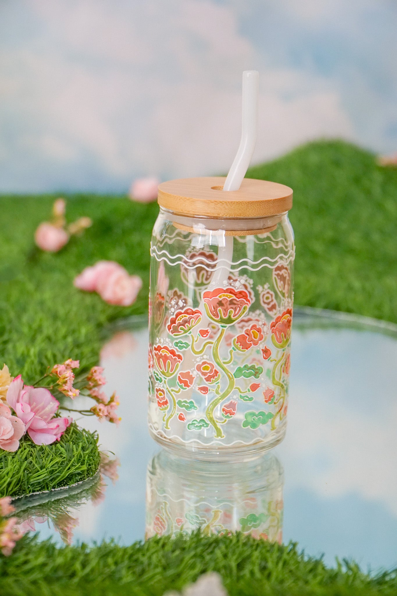 Pretty Poppy Stained Glass Cup