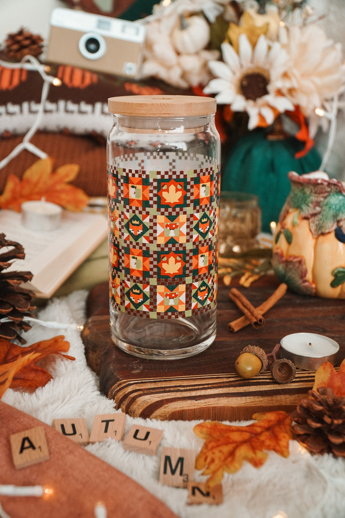 Autumn Quilt Glass
