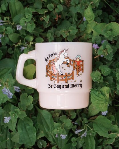 "Be Gay and Merry" Pink Medieval Mug