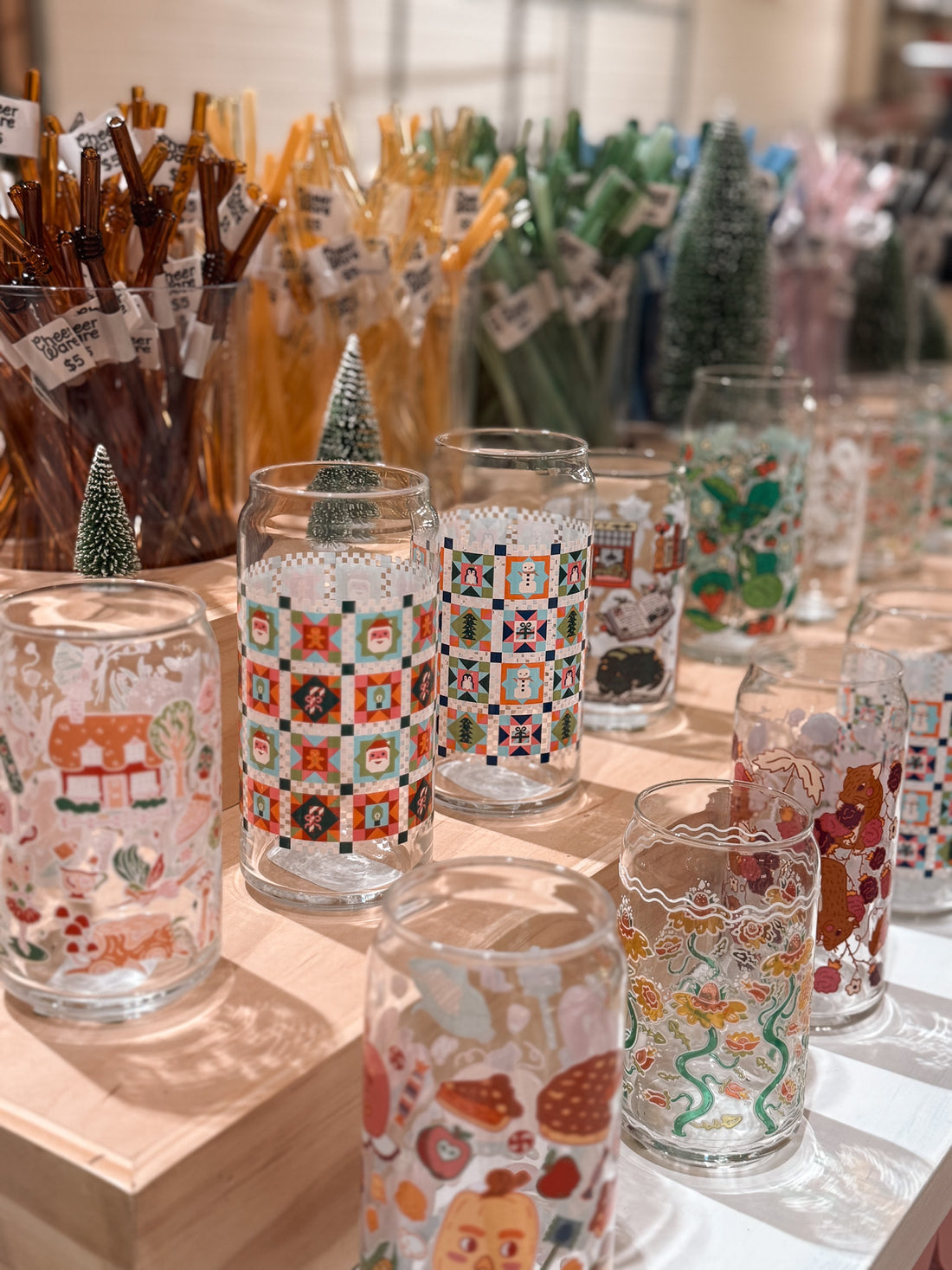 Jolly Quilt 20oz Can Glass