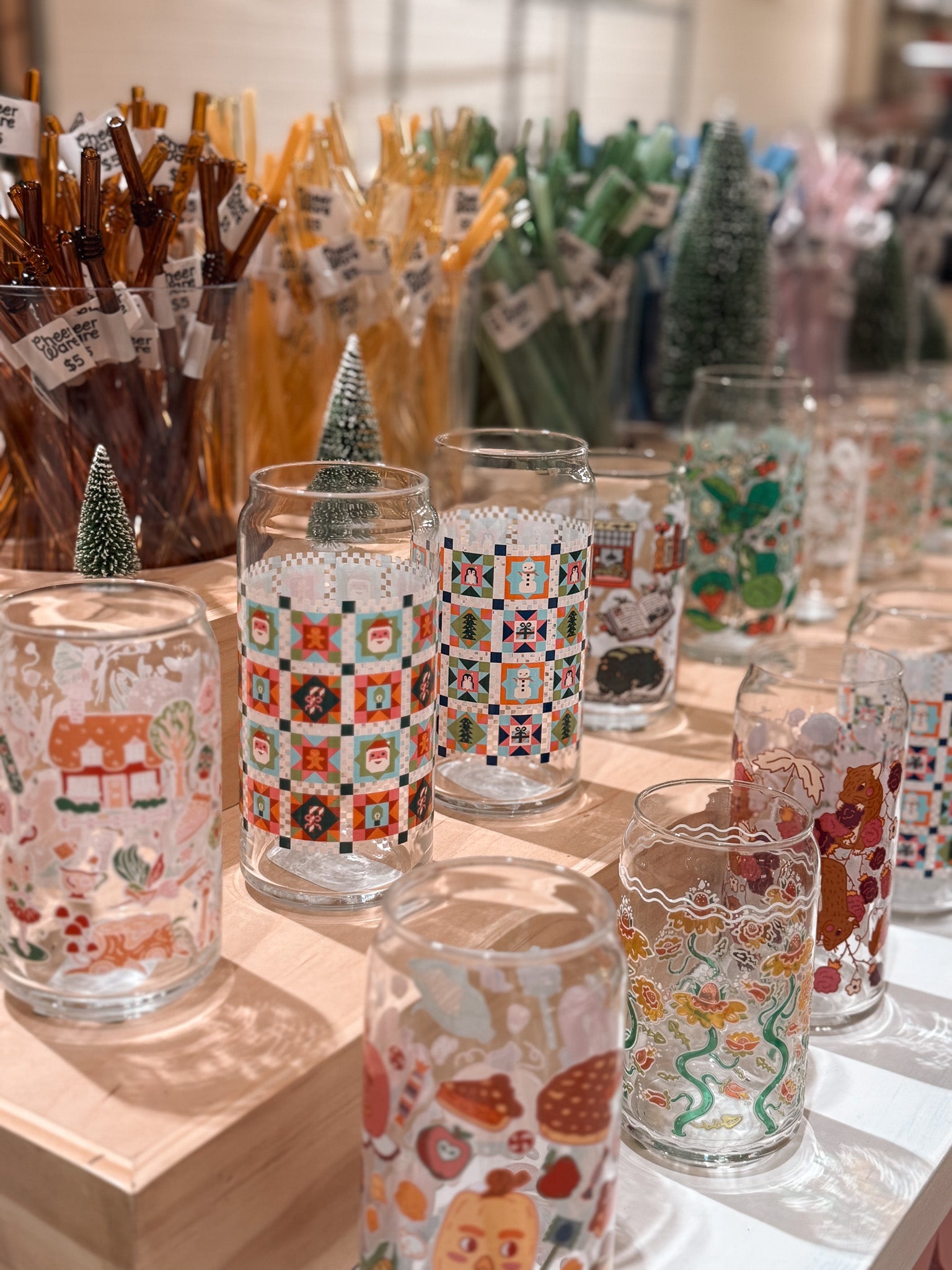 Jolly Quilt 20oz Can Glass