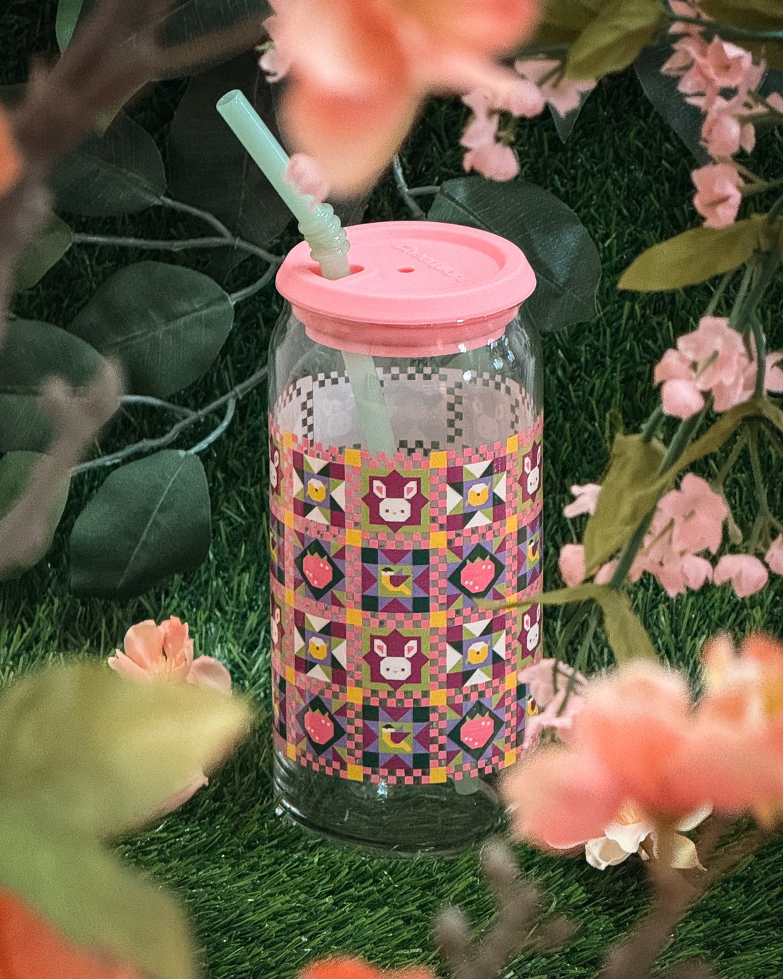 Meadow Quilt 20oz Can Glass