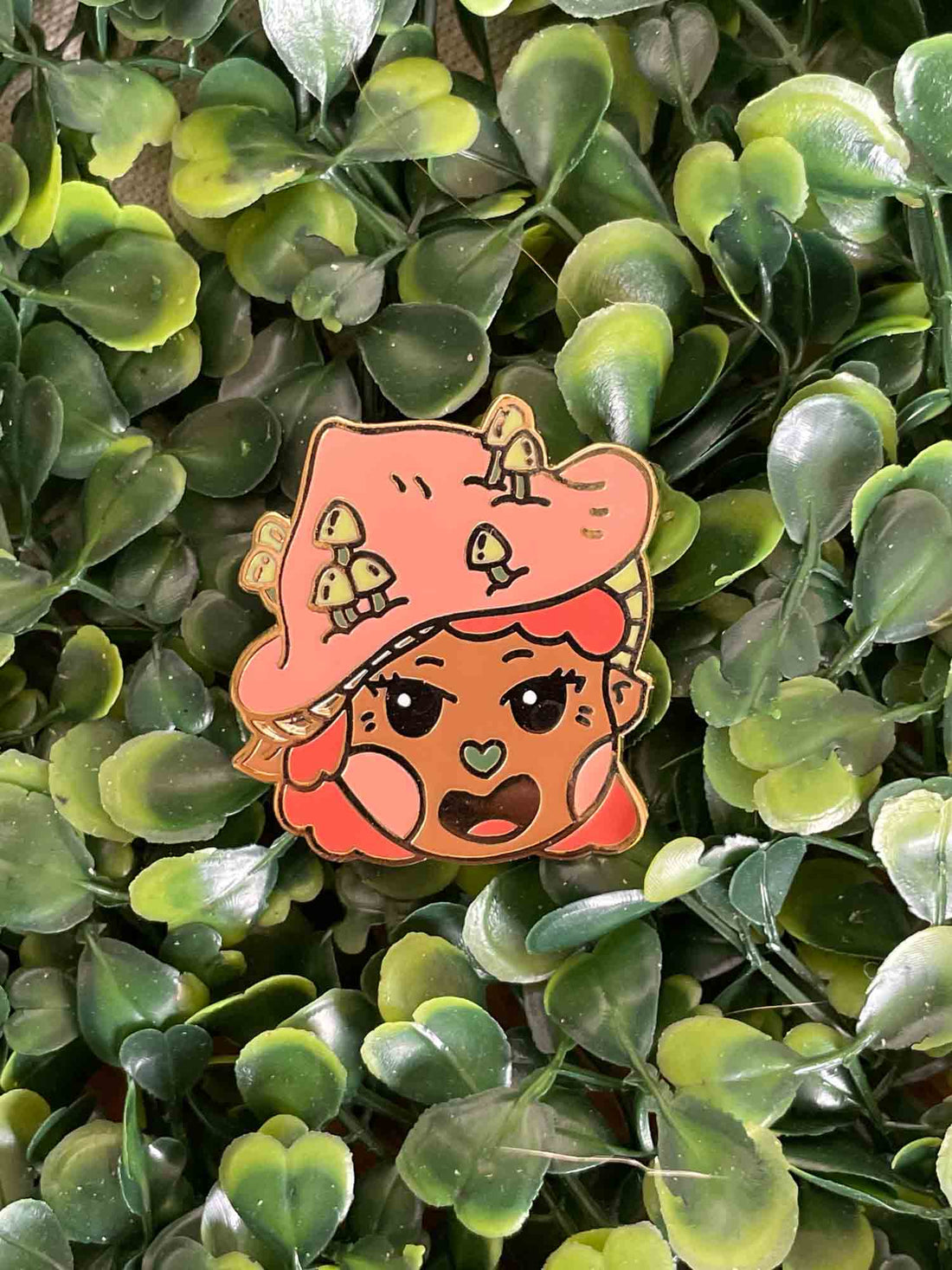 Mushroom Witch Character Pin