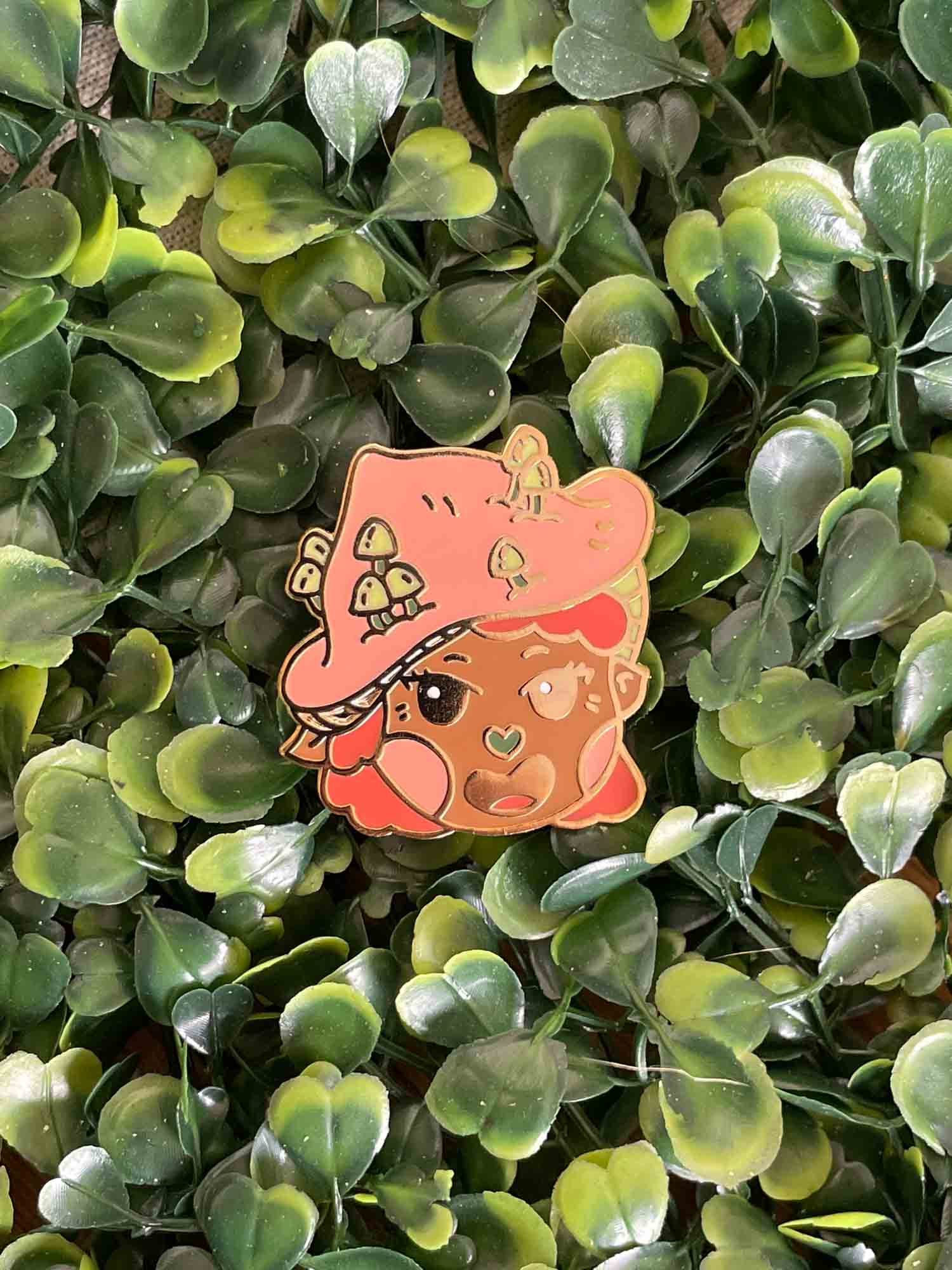 Mushroom Witch Character Pin