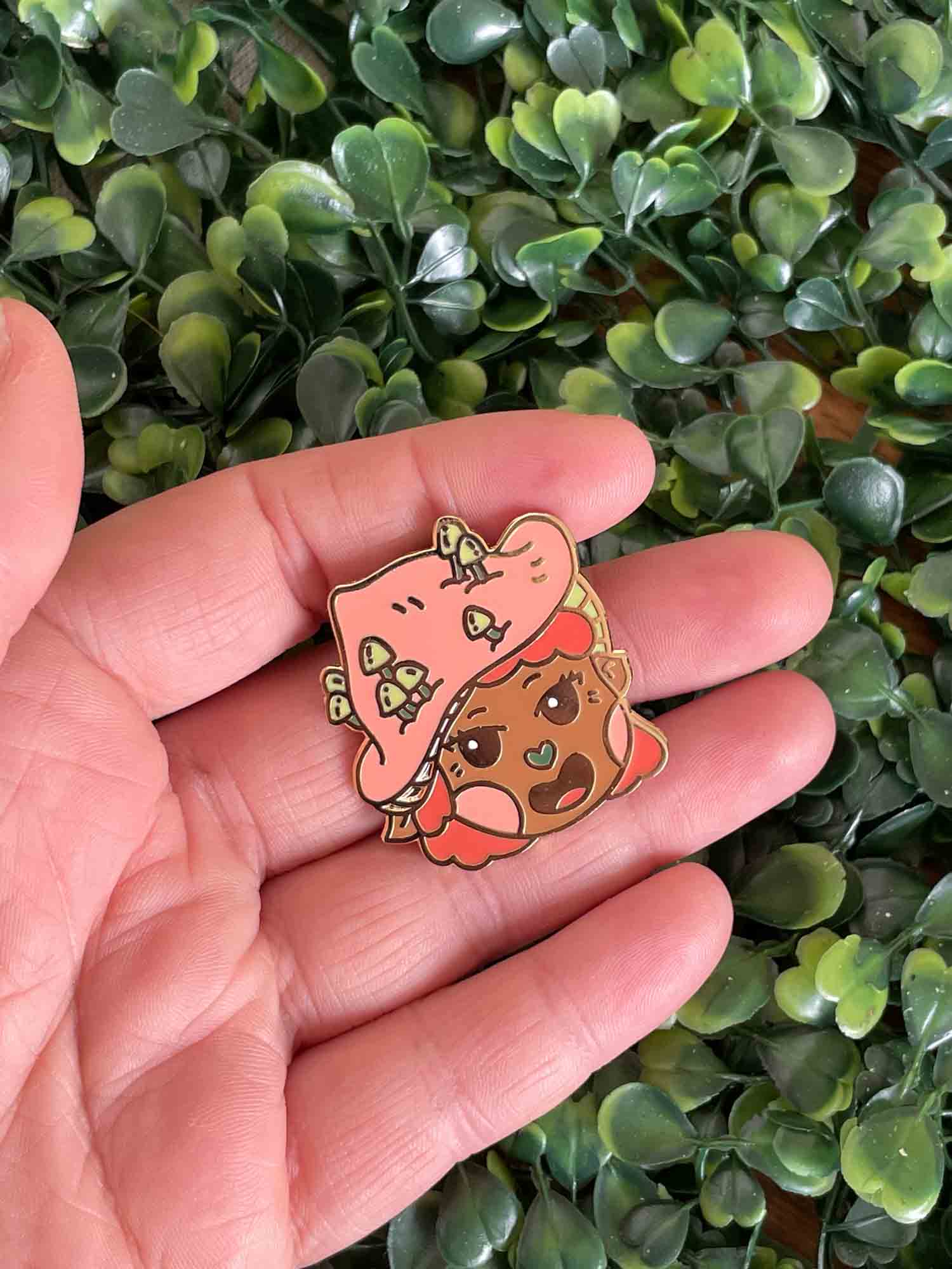 Mushroom Witch Character Pin