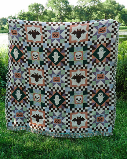 Spooky Quilt Tapestry Blanket